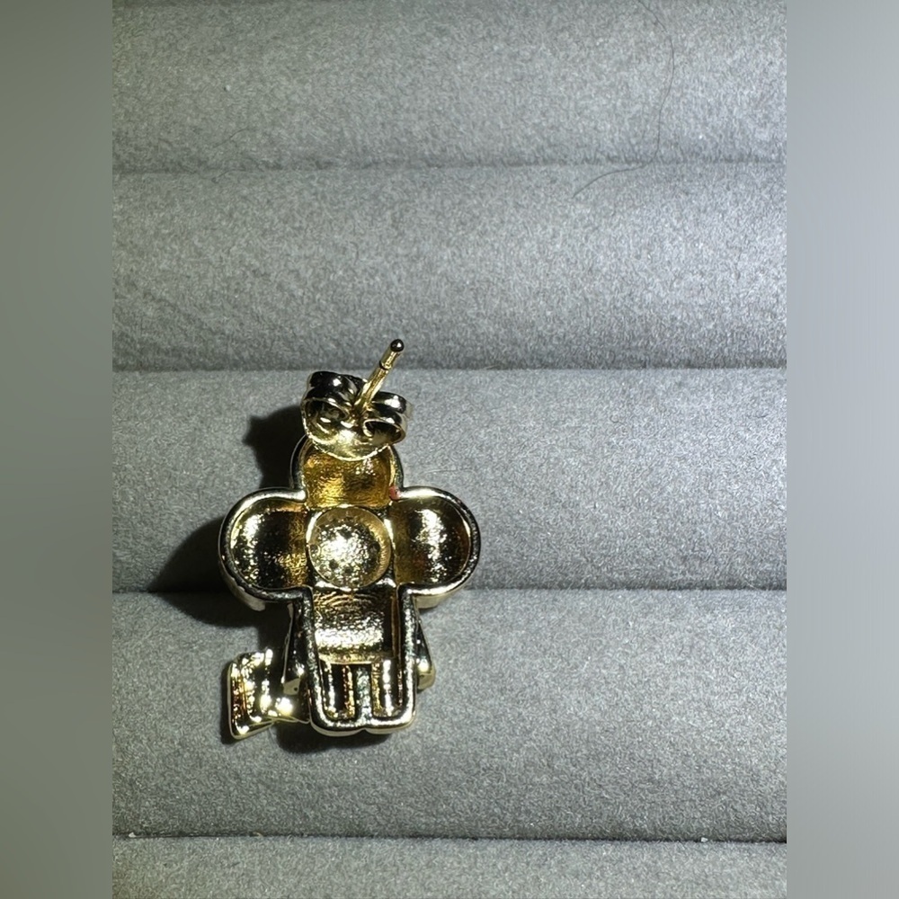 14K Gold Poker Player Cards Flower Doll Clover Pavé Iced Out Bling Stud Earring - Picture 8 of 11